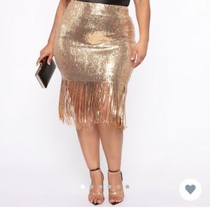 Gold sequin dress with fringe